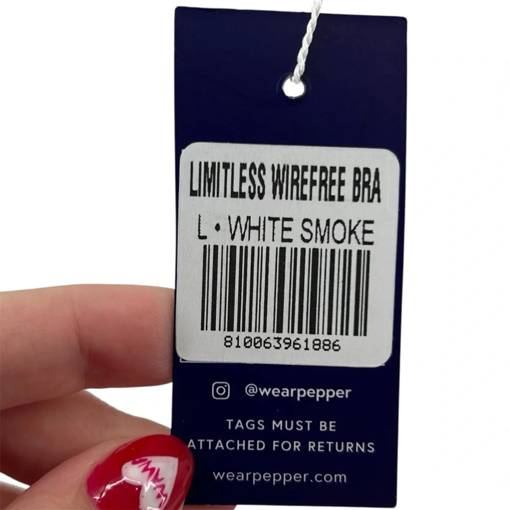 NWT PEPPER Limitless Wirefree Bra in White Smoke Size Large NEW - Picture 7 of 11